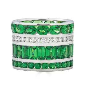 Tsavorite and Diamond Stack Ring