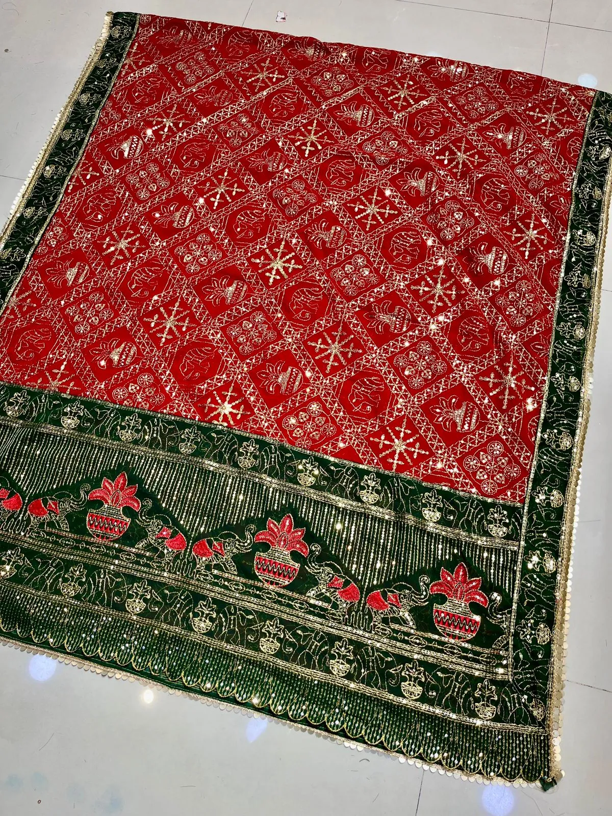 Women's Wedding Designer Multi Thread Georgette Dupptta