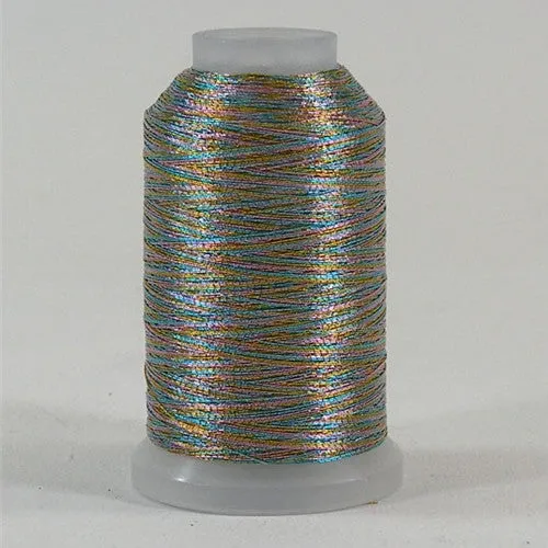 YLI Fine Metallic in Variegated Blue Pink, 500yd Spool